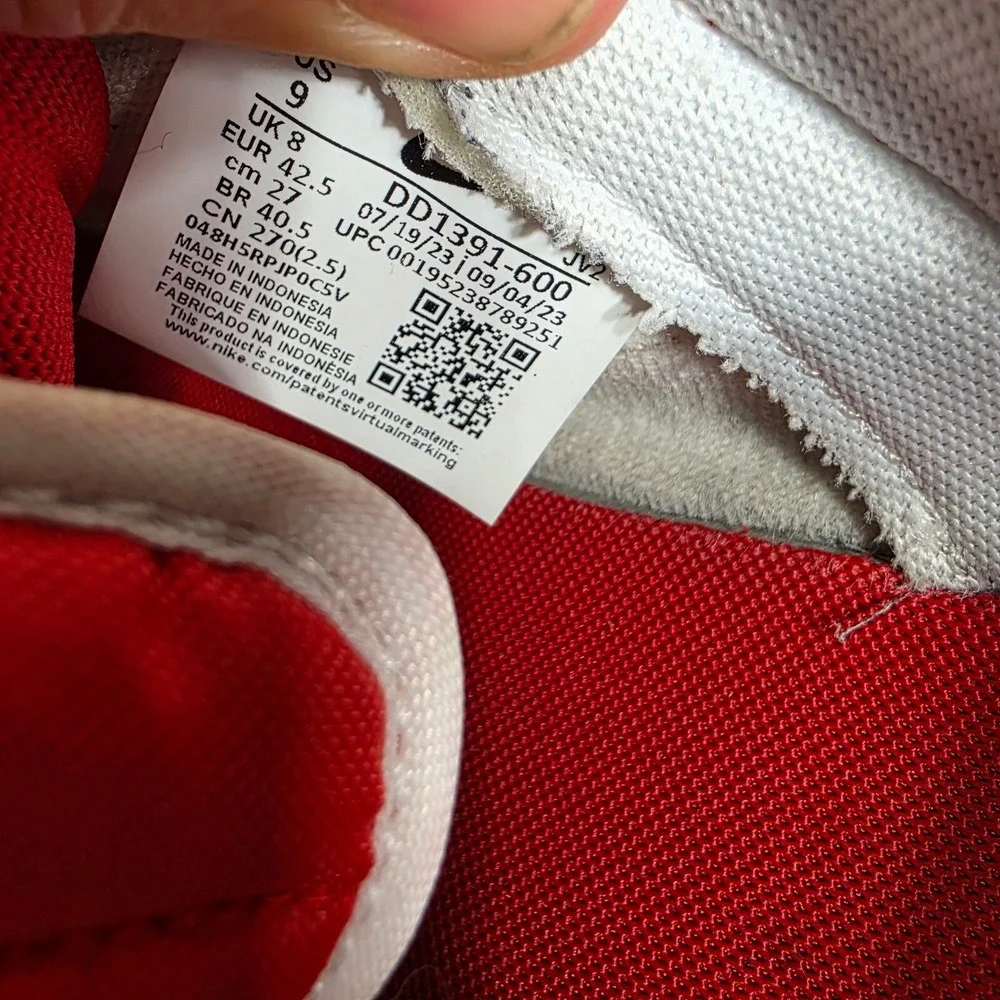 Nike Dunk Low Retro Red White Leather Sneakers Casual Shoes DD1391-600 9‎